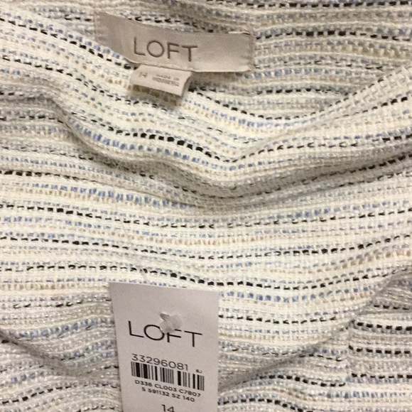 NWT LOFT, Sz.14 mini skirt, cream with black and blue accent - Picture 3 of 6